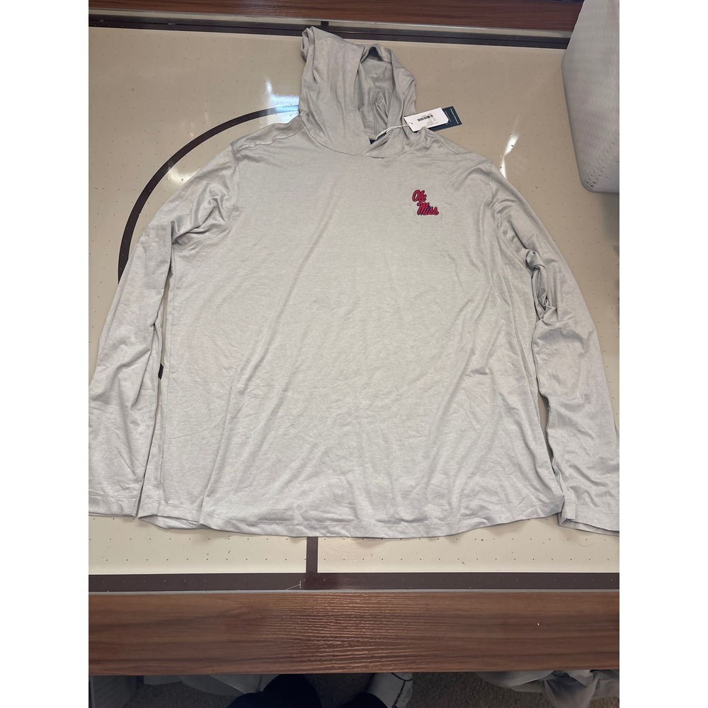 1307 Cutter & Buck Ole Miss Rebels Coastline Epic Comfort Hooded Gray XL NEW